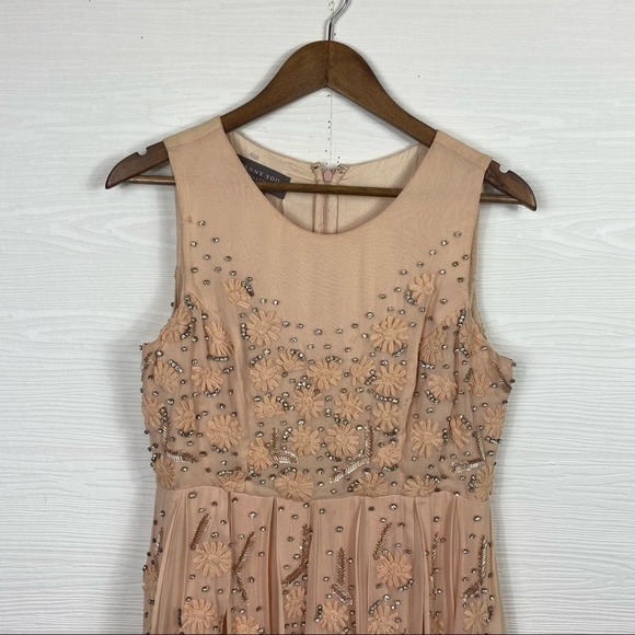 Jenny Yoo 'Blaire' Blush Sleeveless Embellished Dress Small - Picture 4 of 16